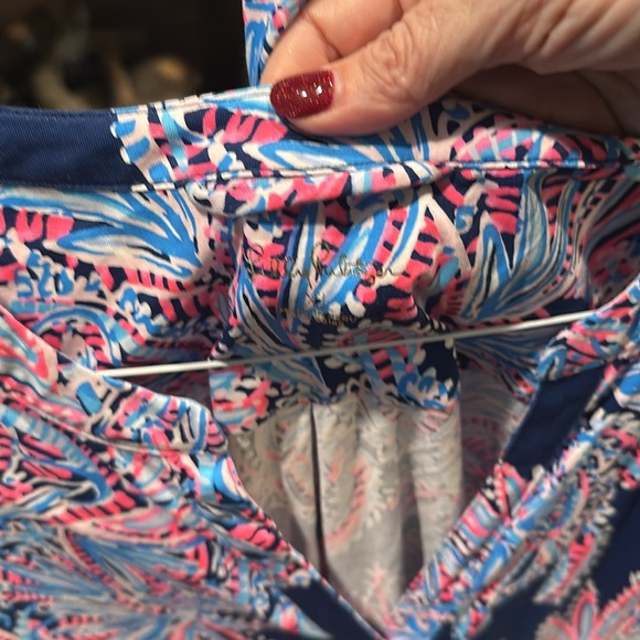 Lilly Pulitzer sleeveless shift with belt. Size XL Navy blue/pink/white - Picture 2 of 4